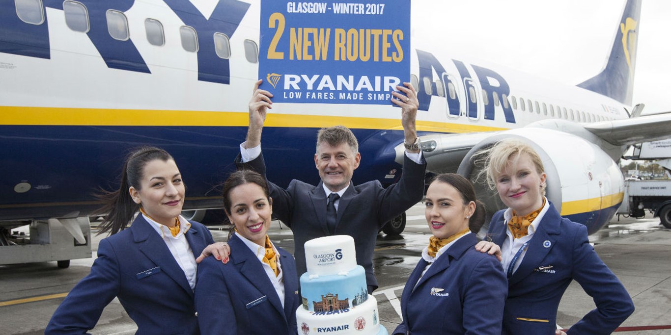 Ryanair's new Glasgow to Madrid & Krakow services take off