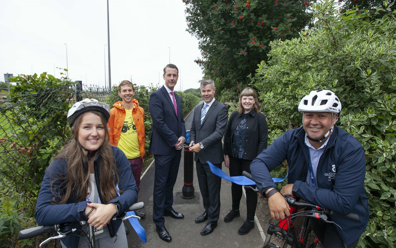 Derek Mackay MSP officially opens Glasgow Airport £280,000 cycle route
